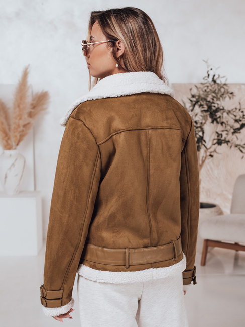 Ženske jakne LEVERINO iz semiša z ovčjo kožo camel Dstreet TY4733