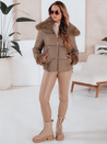 Ženska prešita kratka jakna s krznom Dstreet camel TY5069
