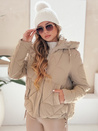Ženska zimska jakna LOVEWARM kratka prešita s kapuco camel Dstreet TY5041