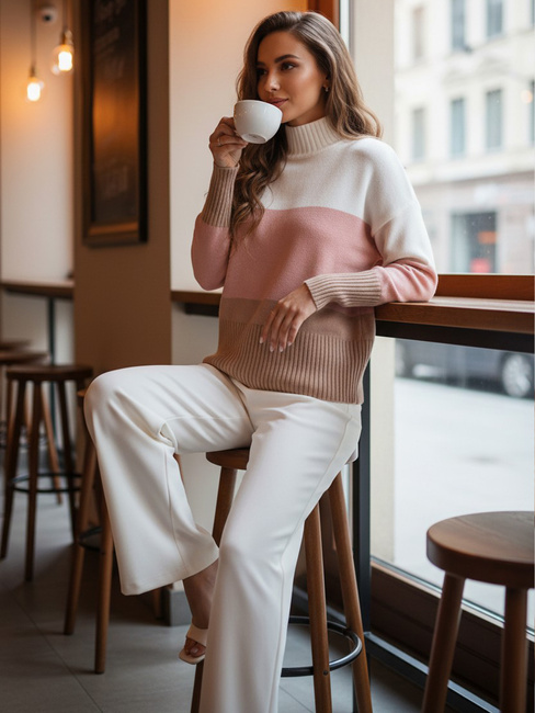 Ženski pulover STRIPELO roza Dstreet MY2417