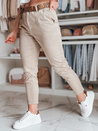 Ženske hlače s pasom MADELINA dark beige Dstreet UY2622