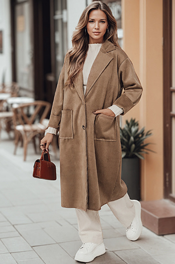 Ženski plašč AVELINNI dolg bež Dstreet NY0694