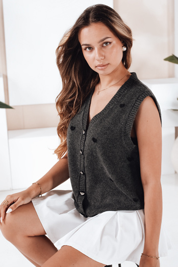 Ženski pulover brez rokavov temno sive barve Dstreet MY2521