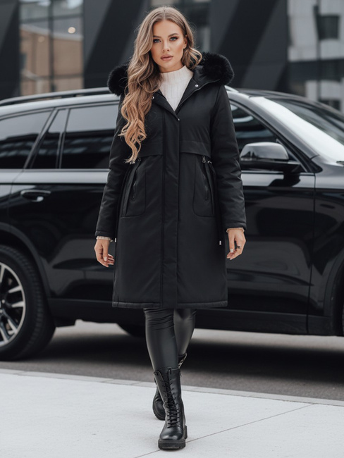 Ženska zimska jakna parka z umetnim krznom črna Dstreet TY5113