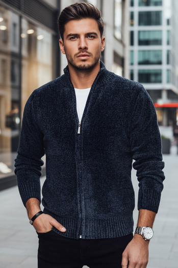 Moški pulover brez gumbov v mornarsko modri barvi Dstreet WX2227