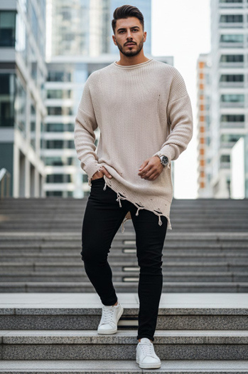 Moški zimski pulover Barva Bež DSTREET WX1965