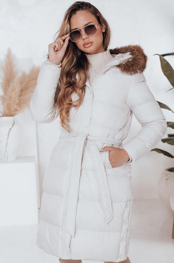 Ženska prešita zimska jakna s krznom STYLEBELLA white Dstreet TY4610