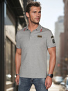 Moška polo majica z našitki sive barve Dstreet PX0633