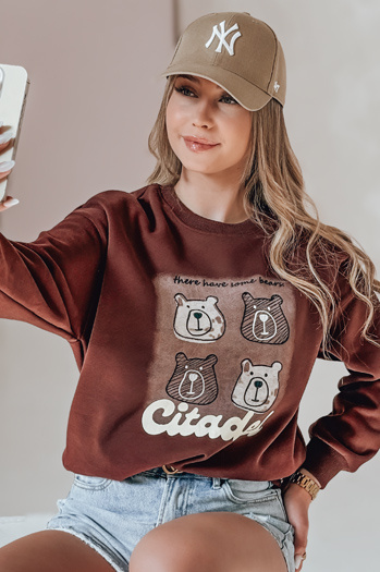 Ženska bluza prevelike velikosti z medvedki MISOBEARS burgundska Dstreet BY1434