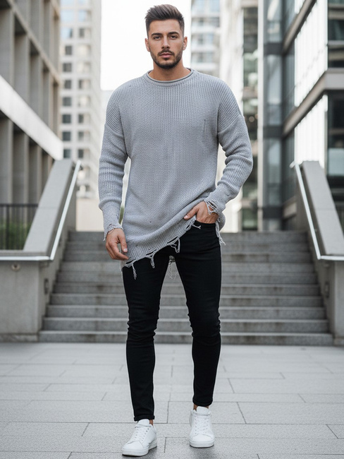 Moški zimski pulover Barva Svetlosiva DSTREET WX1963