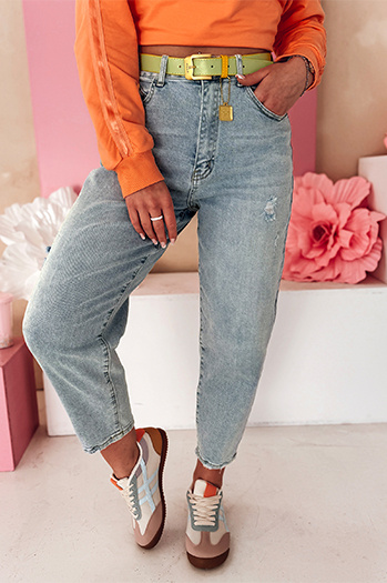 Ženske hlače iz džinsa mom fit MOMTEZ blue Dstreet UY2485