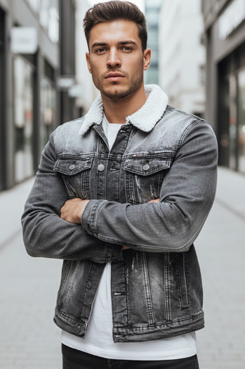 Moška jeans jakna črna Dstreet TX4230z