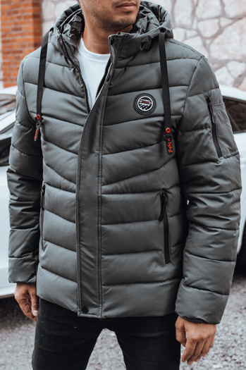 Moška prešita zimska jakna s kapuco v grafitni barvi Dstreet TX5057