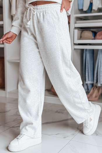 Ženske superge s širokimi nogavicami DRESMOOD PREMIUM svetlo sive barve Dstreet UY2685