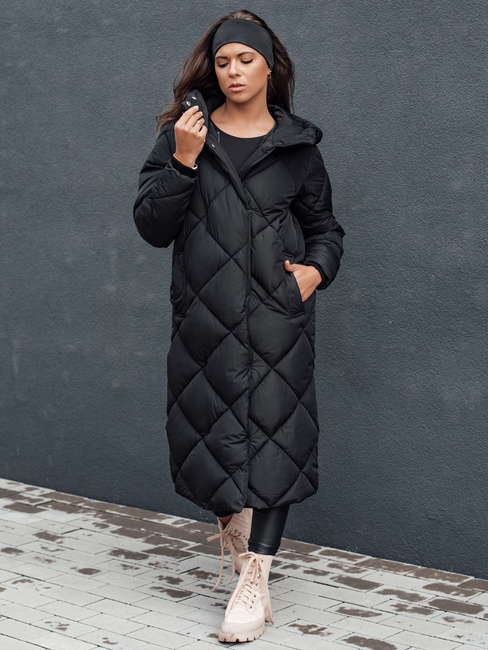 Ženska prešita zimska jakna s kapuco FEMACOAT black Dstreet TY4593