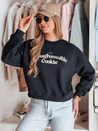 Ženska bluza prevelike velikosti s potiskom COOKIES mornarsko modra Dstreet BY1447