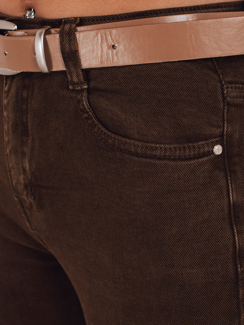 Ženske tanke zožene kavbojke rjave barve Dstreet UY2843