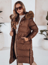 Ženska prešita zimska jakna s krznom STYLEBELLA rjava Dstreet TY5009