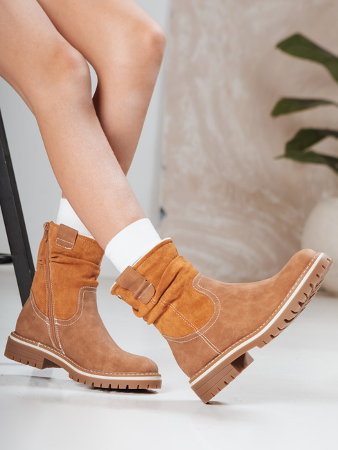 Ženski semiš kamelji škornji Dstreet ZY1278