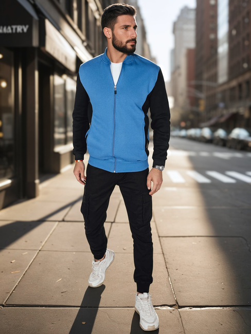 Moška jopa z zadrgo in pokončnim ovratnikom, modra Dstreet BX5905