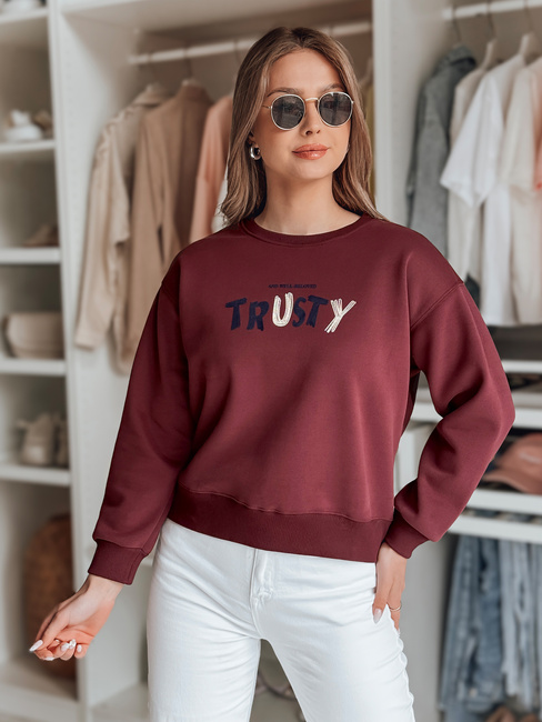 Ženska bluza prevelike velikosti z vezenino SOFTRUS burgundska Dstreet BY1407
