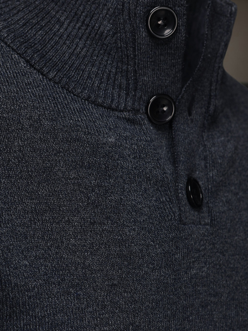 Moški pulover s pokončnim ovratnikom mornarsko modra Dstreet WX2357