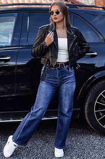 Ženske hlače RETROFIT baggy jeans s pasom v modri barvi Dstreet UY2233