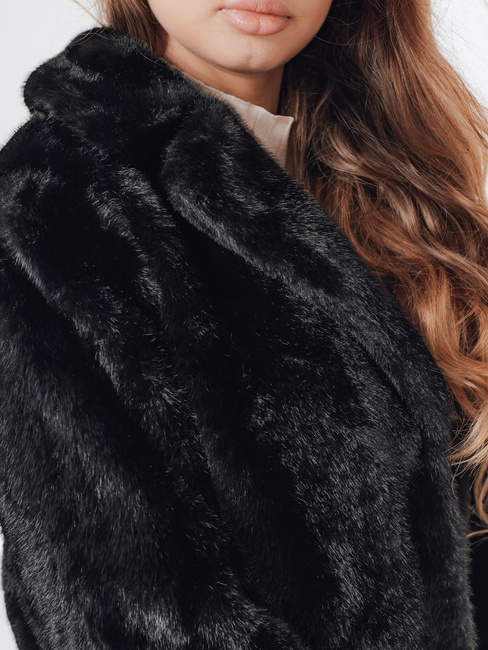Ženski krznen plašč GLAMFLUFFY kratek črn Dstreet TY4985
