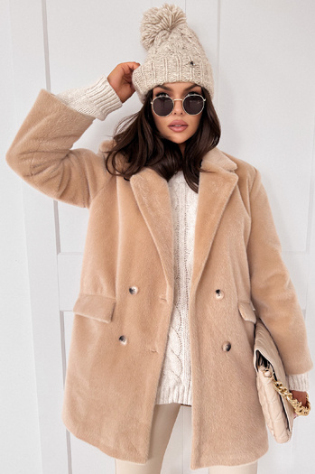 Ženski plašč iz alpake SERENITY light beige Dstreet TY3886