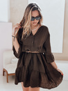 LYVONNE poletna muslinska obleka temno rjava Dstreet EY2617