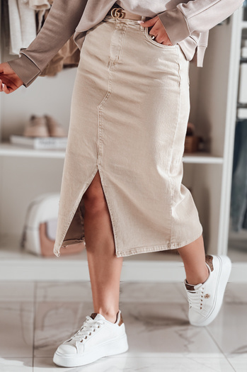 Midi krilo iz džinsa z razporkom MIDIWAY bež Dstreet CY0479