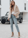 Ženski krznen plašč GLAMFLUFFY short beige Dstreet TY4984