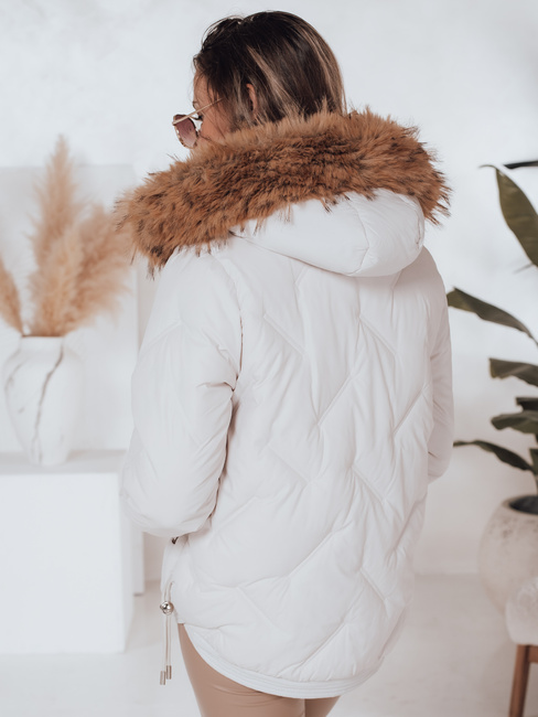 Ženska zimska jakna COLDLIKE prešita s kapuco bela Dstreet TY5002