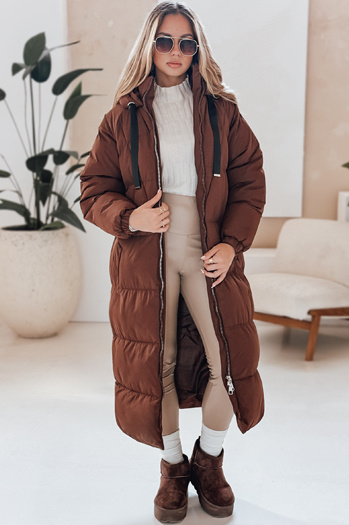 Ženska zimska dolga prešita jakna COZYSEASON rjava Dstreet TY4954