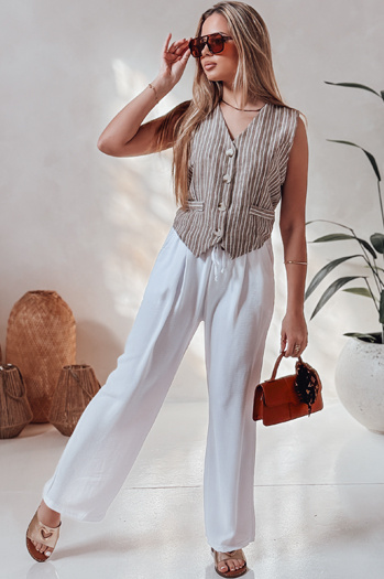 Ženske priložnostne hlače s širokimi hlačami LOVETRIP white Dstreet UY2640