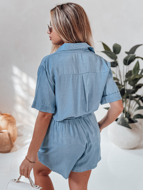 Ženski laneni komplet za čezmerno velikost LINEN LOVE svetlo modra Dstreet AY1139