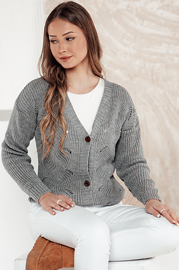 Ženski pulover KNITVIA svetlo siva Dstreet MY2401