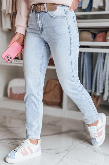 Ženske hlače iz džinsa ozkega kroja s črto NEOPASS modre barve Dstreet UY2680