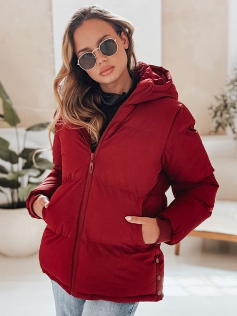 MISSFROST ženska prešita jakna s kapuco bordo barve Dstreet TY4960