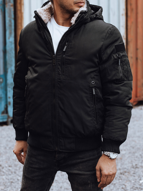 Moška zimska bunda s snemljivo kapuco črna Dstreet TX4837