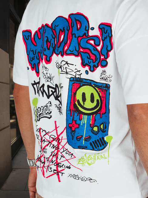 Moška majica s potiskom bela Dstreet RX5644