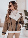 Ženska jakna iz ovčje kože rjave barve Dstreet TY5124