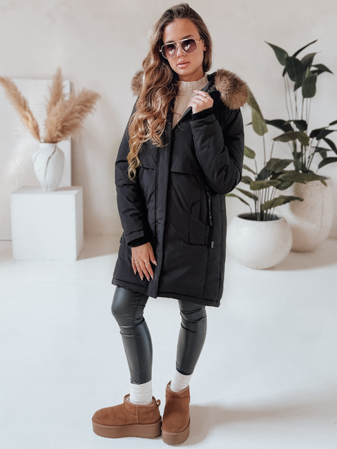 Ženska zimska jakna parka s kapuco črna Dstreet TY5080