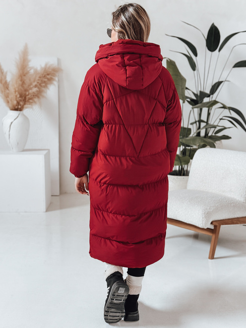 Ženska zimska dolga prešita jakna COZYSEASON maroon Dstreet TY4955