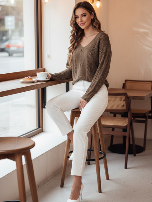 Ženski pulover LACEONIA beige Dstreet MY2404