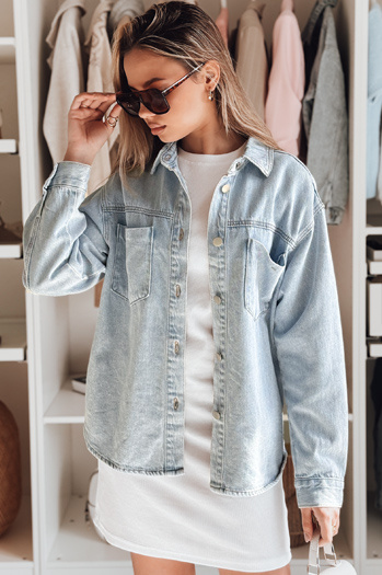 Ženska prevelika jeans jakna BLUEDIVA modra Dstreet TY4900