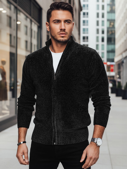 Moški pulover brez gumbov črne barve Dstreet WX2232