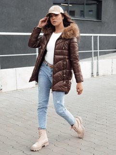 Ženska zimska jakna s kapuco WINTERCHIC kava Dstreet TY4458_1