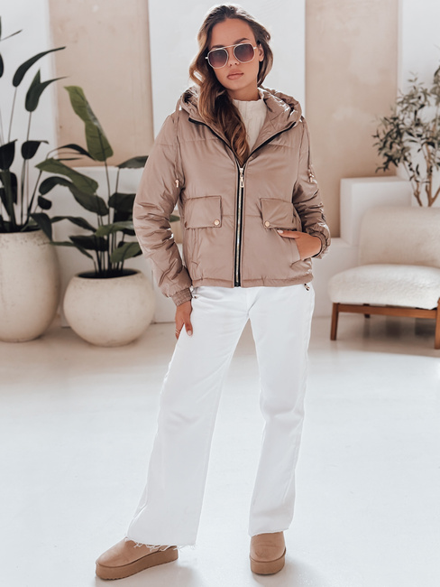 Ženska prešita jakna s kapuco ARON camel Dstreet TY4398