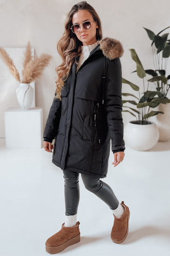 Ženska zimska jakna parka s kapuco črna Dstreet TY5080